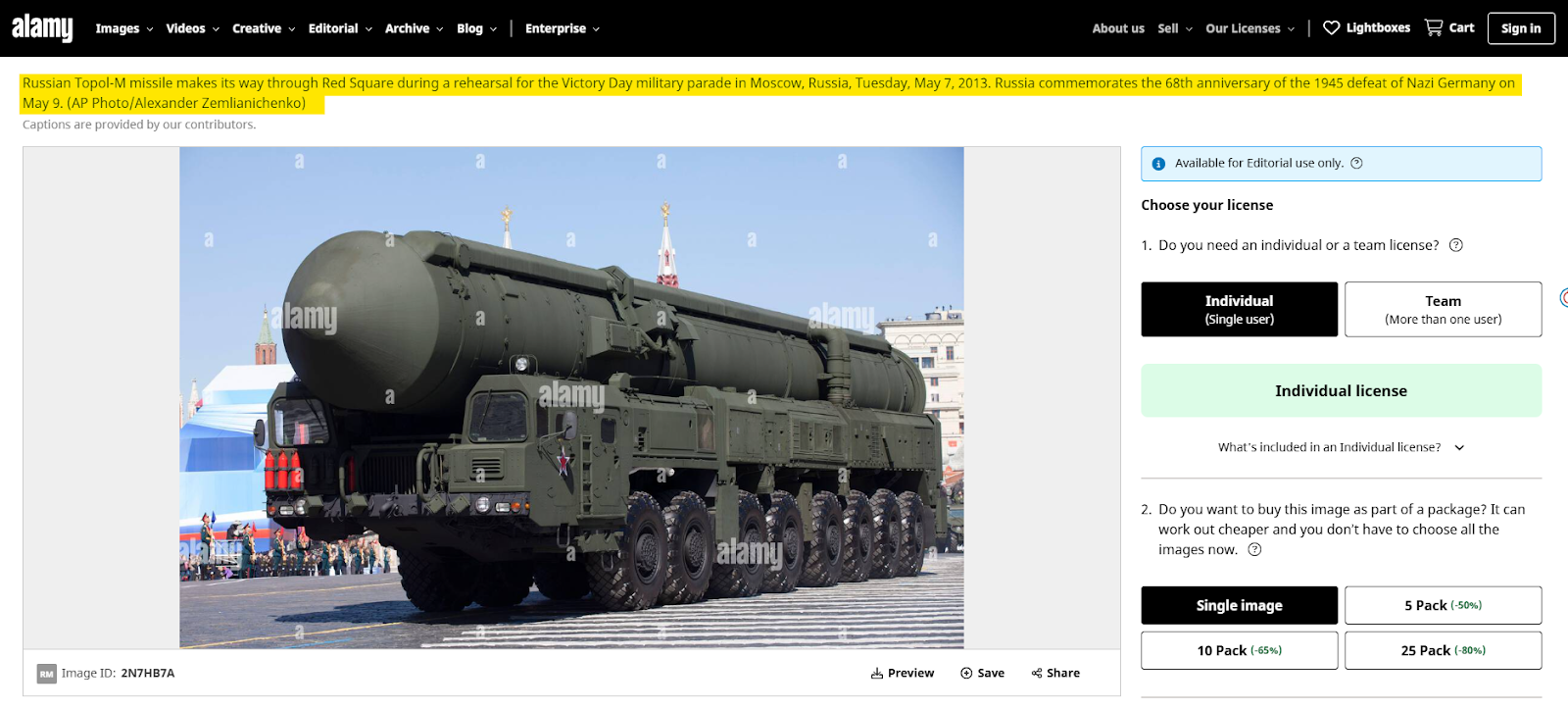 Russian Topol-M missile