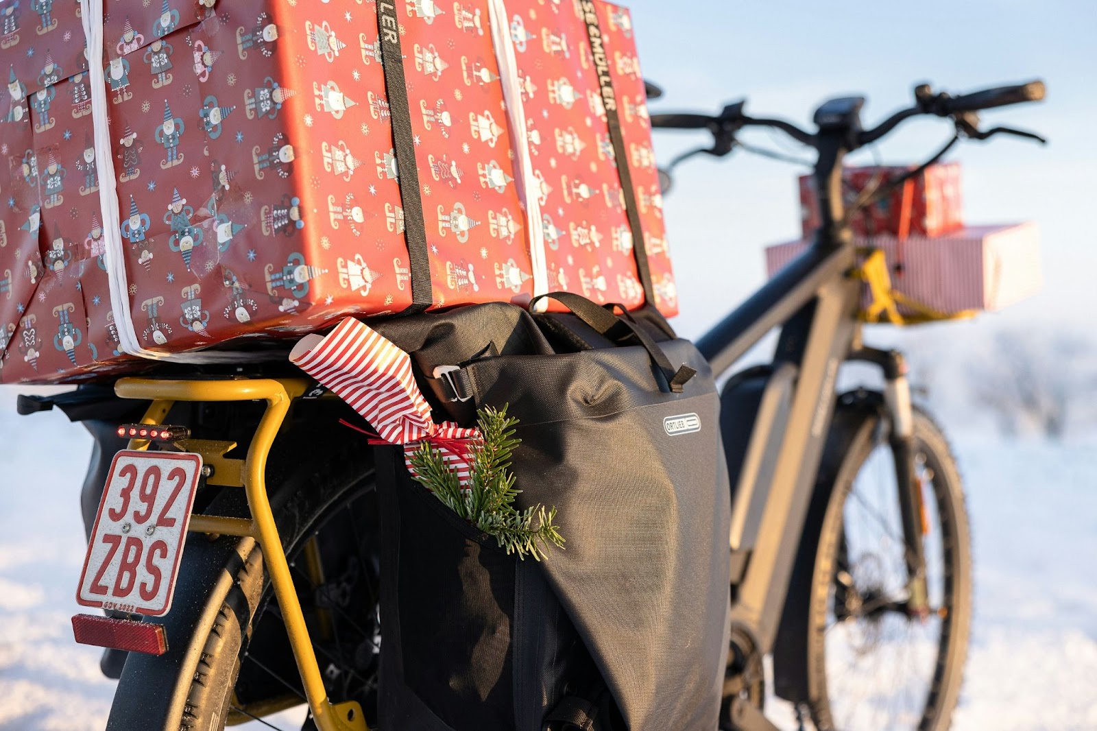 Texte alt : Un vélo cargo de location utilisé lors d’un évènement d’entreprise