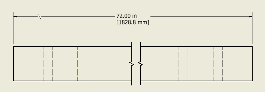 Drawing with jagged lines separating two parts of a rectangular shape