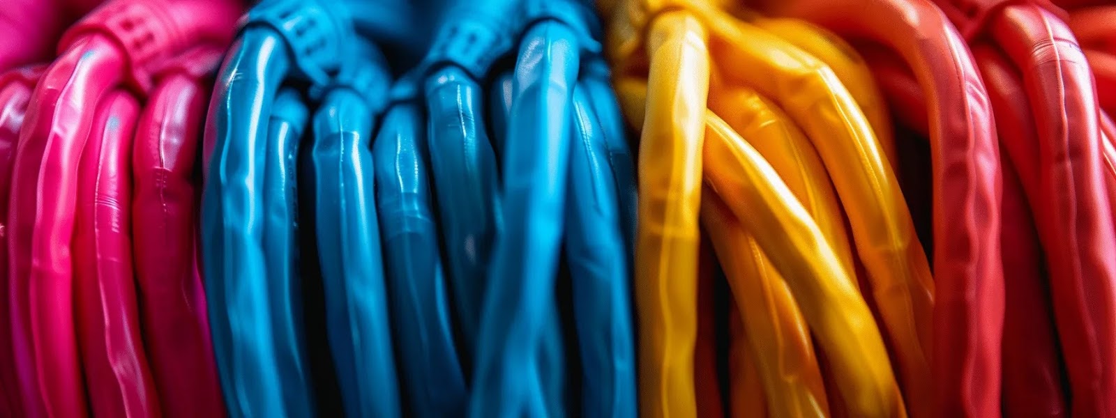 a close-up photo of cat5e and cat6 cables side by side, showcasing their distinct colours and thickness, symbolising the comparison in performance discussed.