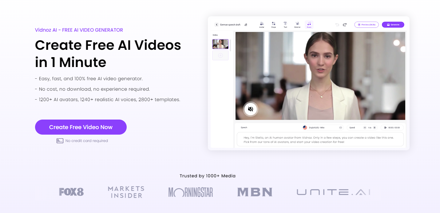 Vidnoz AI - Best Free Online Video Maker With Pictures & Music