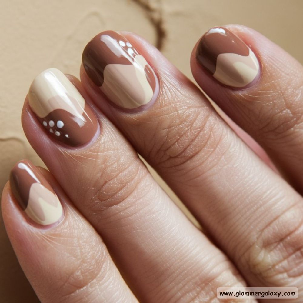 Neutral Fall Nails having Warm Mocha Tones
