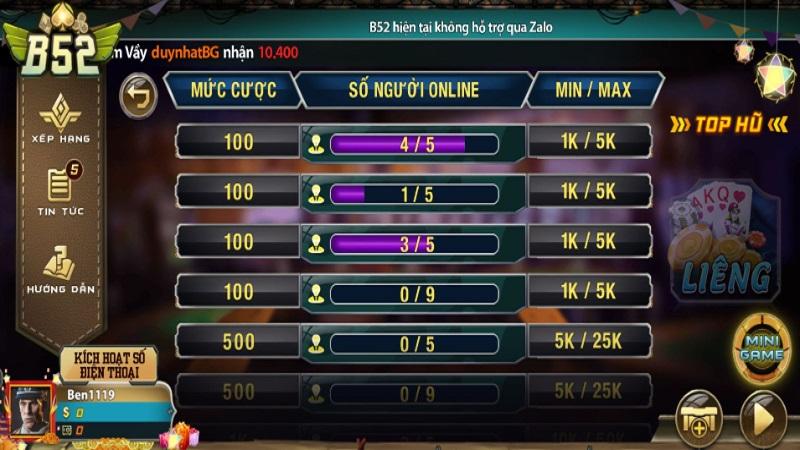 Game bài liêng siêu hot hiện nay