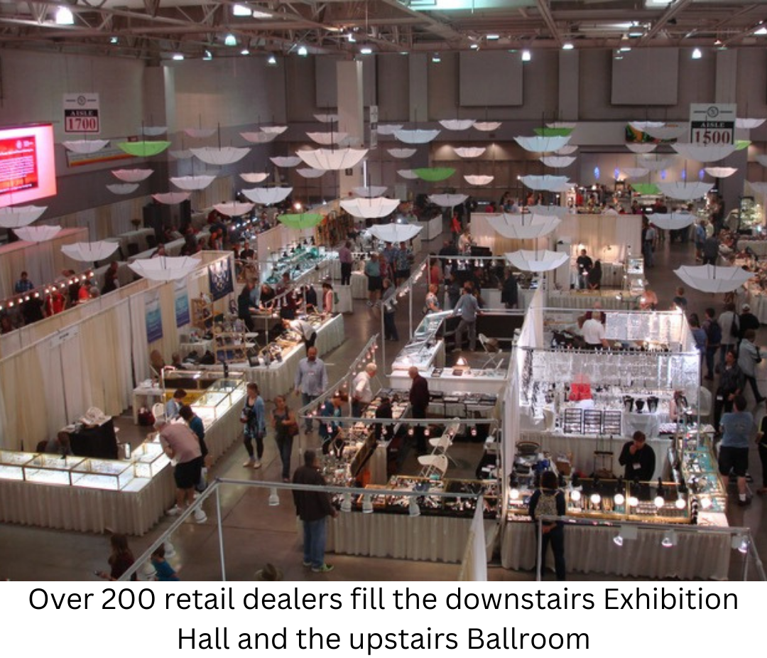 Over 200 retail dealers fill the downstairs Exhibition Hall and the upstairs Ballroom