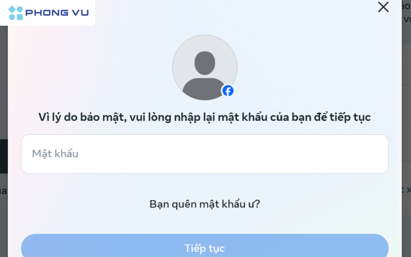 Nhập lại mật khẩu facebook 