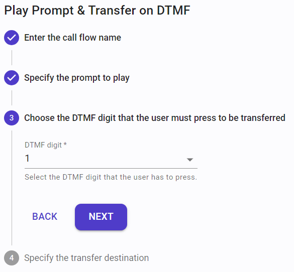 Play Prompt & Transfer on DTMF Template - Step 3