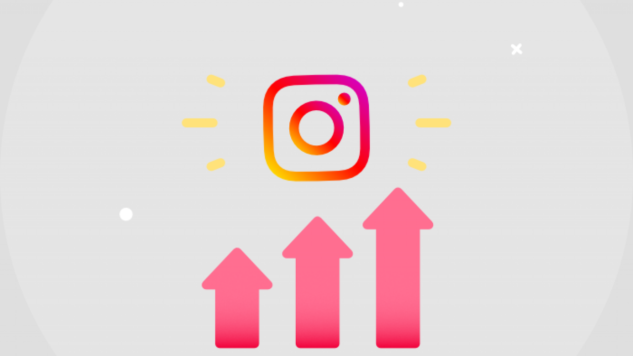 Logo de instagram con un gráfico que va subiendo