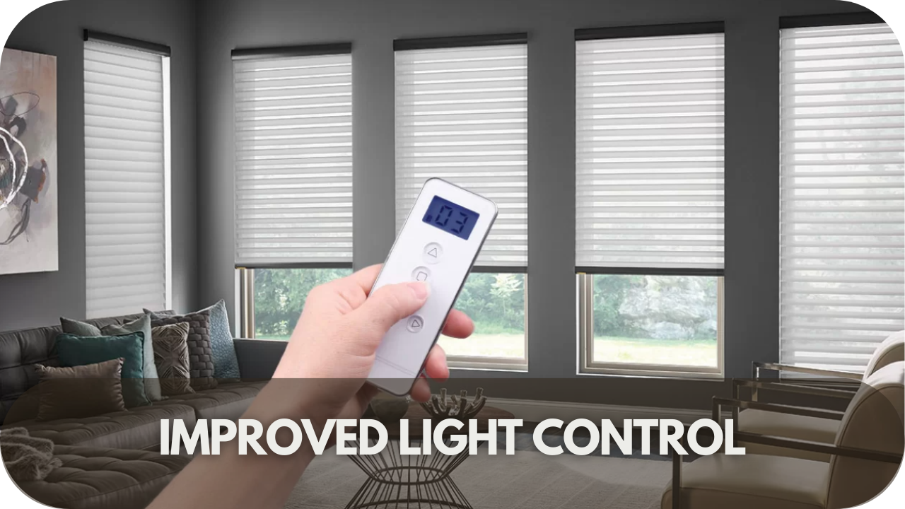 Smart blinds offering precise light adjustment.