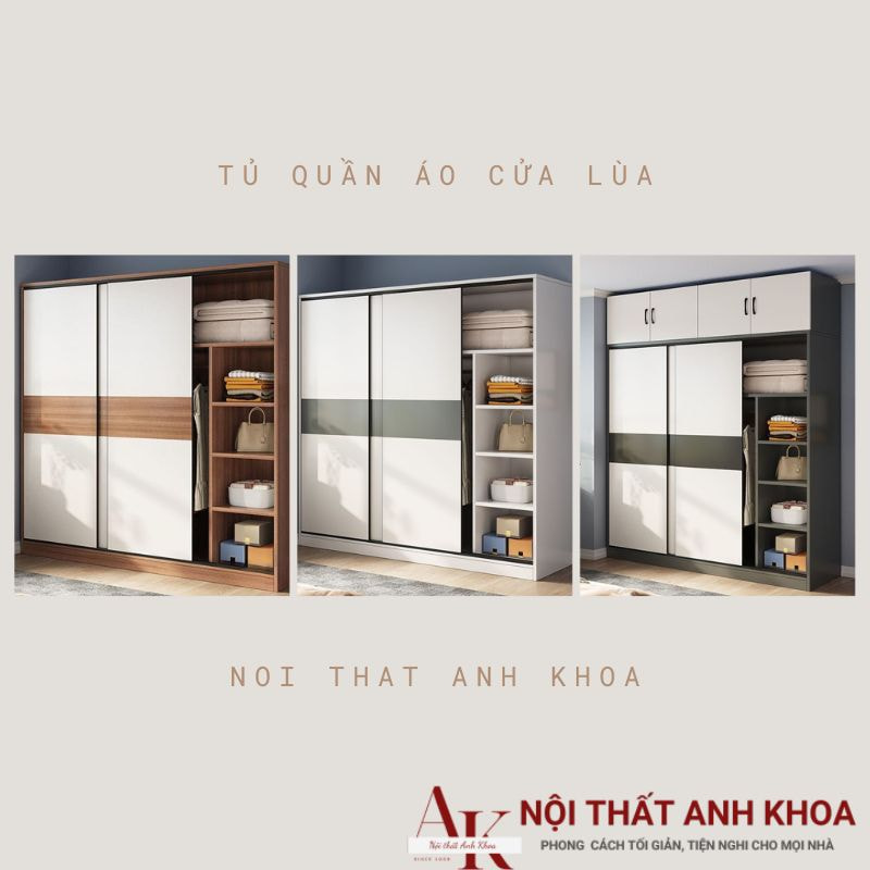 Tủ quần áo cửa lùa 3 cánh gỗ công nghiệp