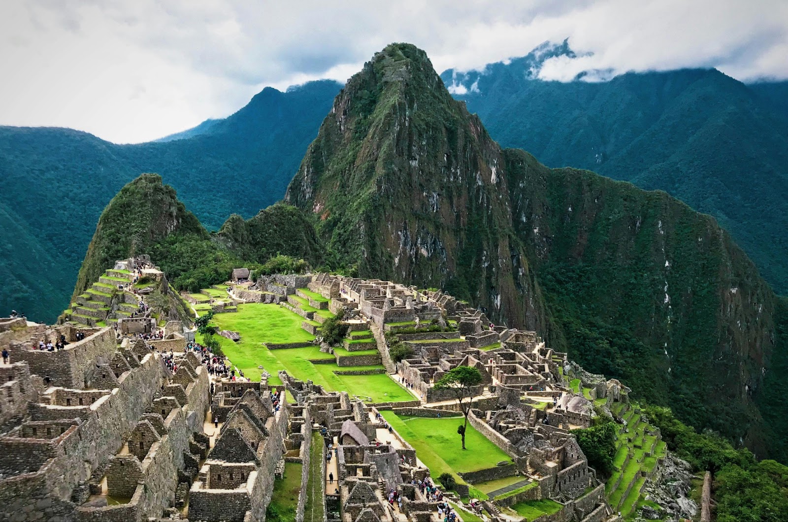 Machu Picchu from above is a popular tourist destination for hiking enthusiasts. 