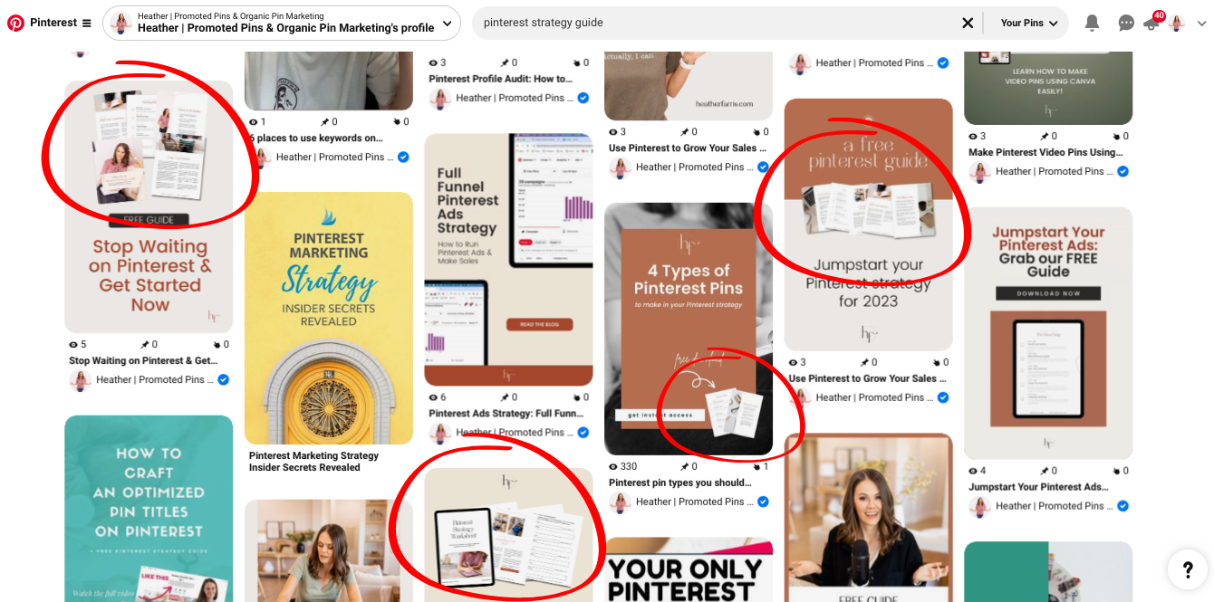 your downloads as images on pins for branded Pinterest designs