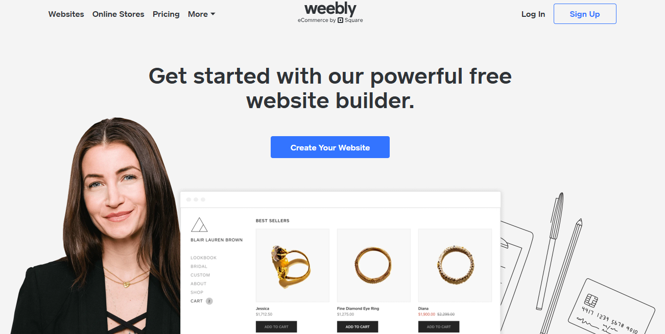 image of weebly landing page