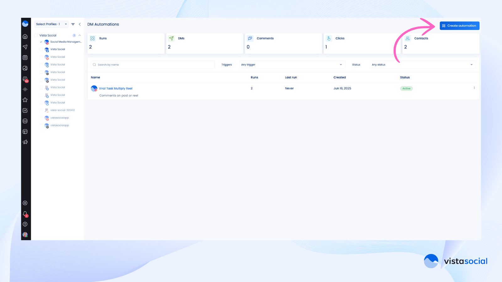 Click on the "create automation" button