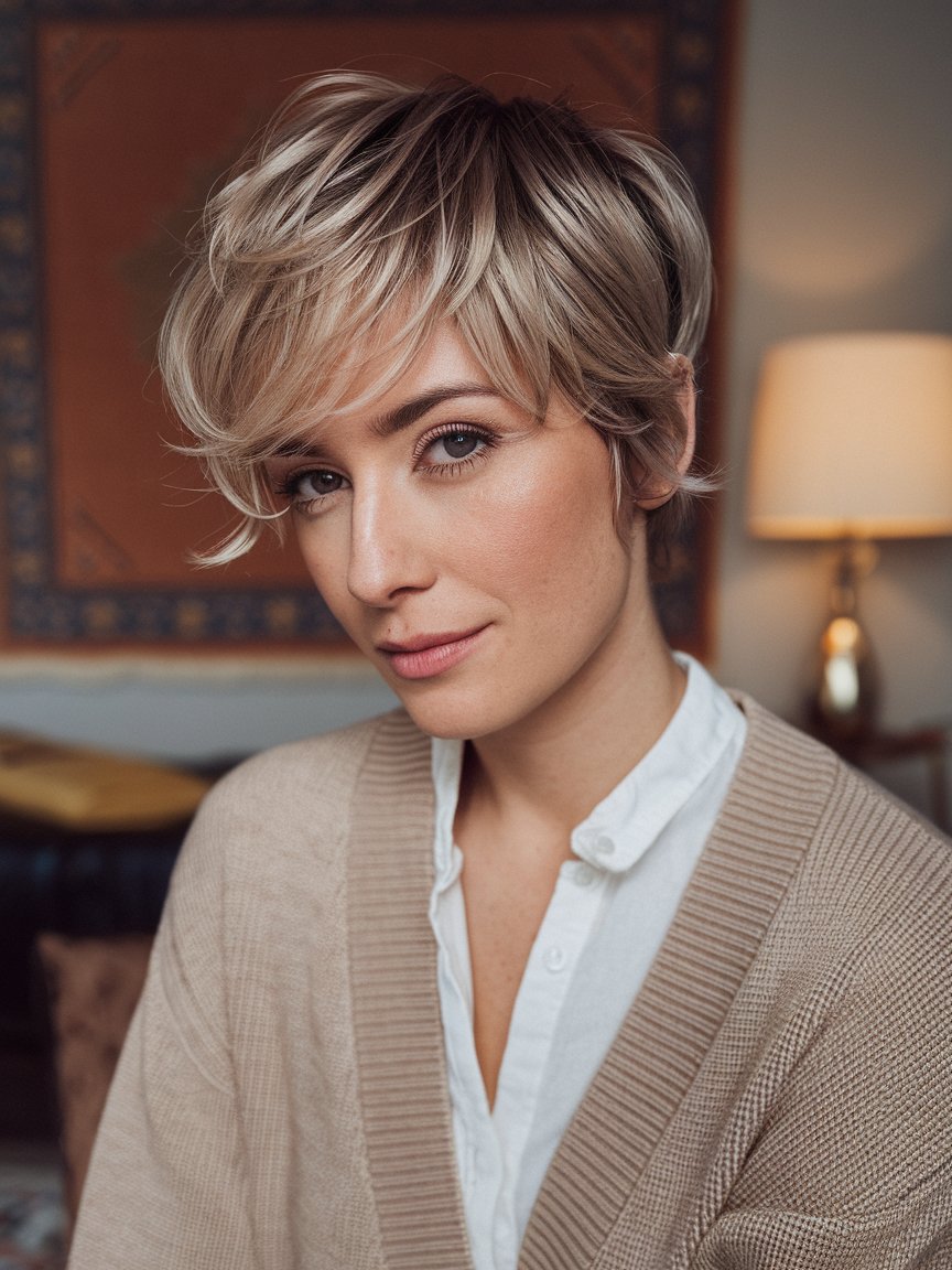 69. Pixie Cut with Feathered Layers