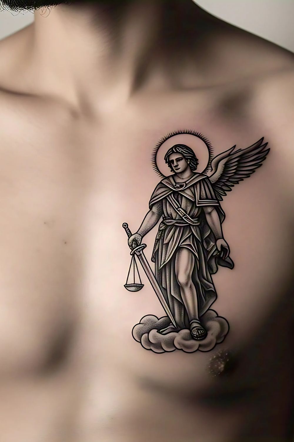 Saint Michael Tattoo on the Chest