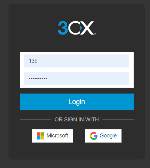 3CX Web Client Login options 3CX Web Client Login options