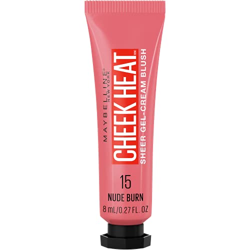 Maybelline Cheek Heat Gel-Cream Blush Makeup, Lightweight, Breathable Feel, Sheer Flush Of Color, Natural-Looking, Dewy Finish, Oil-Free, Nude Burn, 0.27 Fl Oz