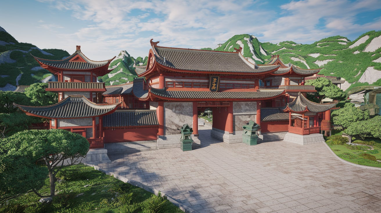  Shaolin Temple 3D Model Front View