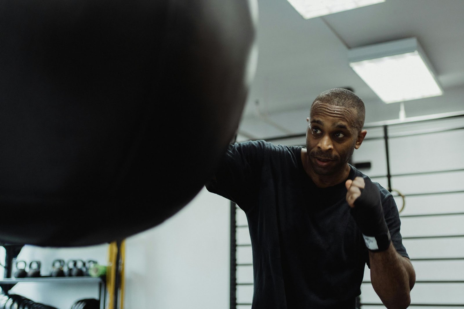 A man practicing boxing