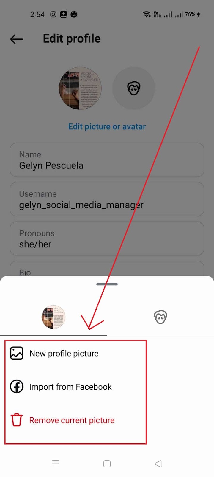 How to Change Your Instagram Profile Picture - Select Several Options