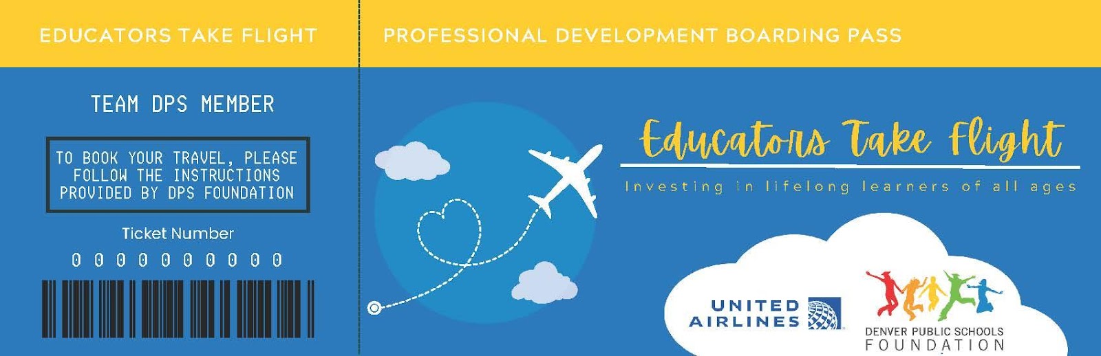 A blue and yellow cover with a plane and clouds

Description automatically generated