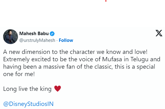 Mahesh Babu-Mufasa