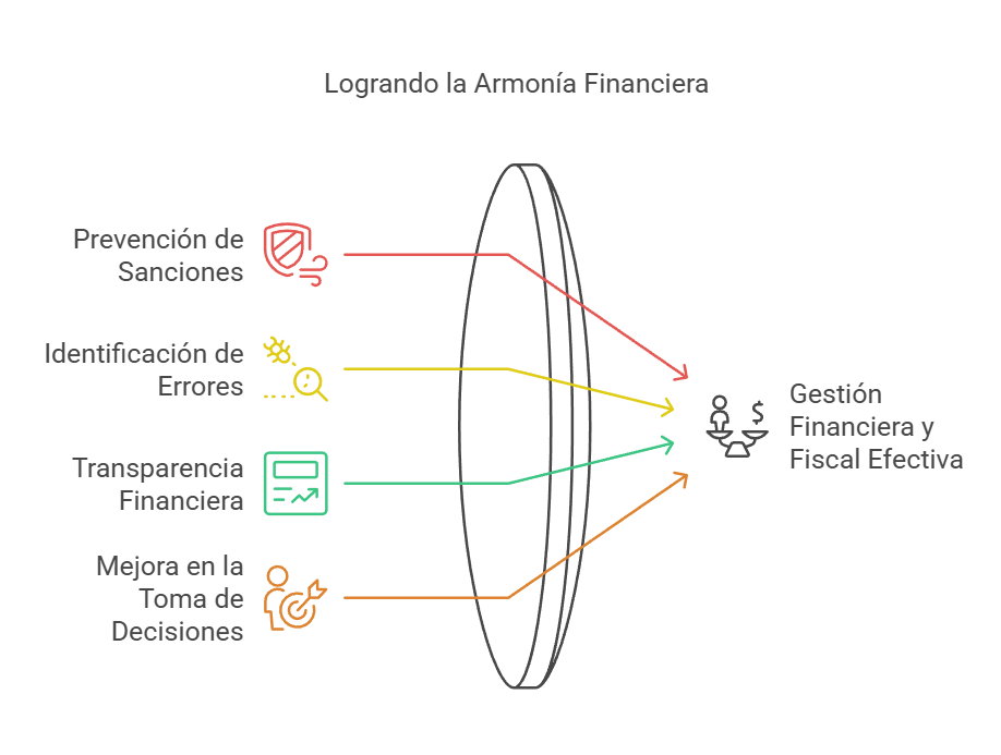 Infografía sobre los beneficios de la conciliación contable y fiscal