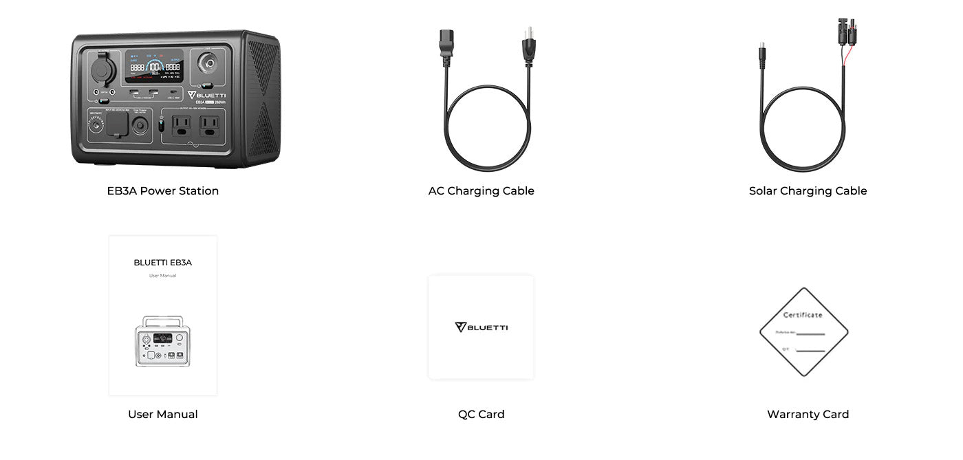 BLUETTI EB3A Portable Power Station - What's In The Box