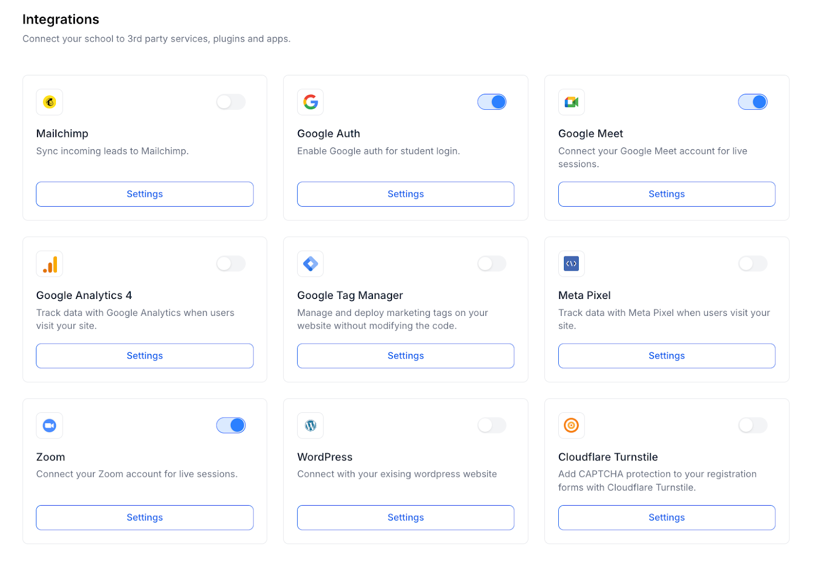 Klasio integrations