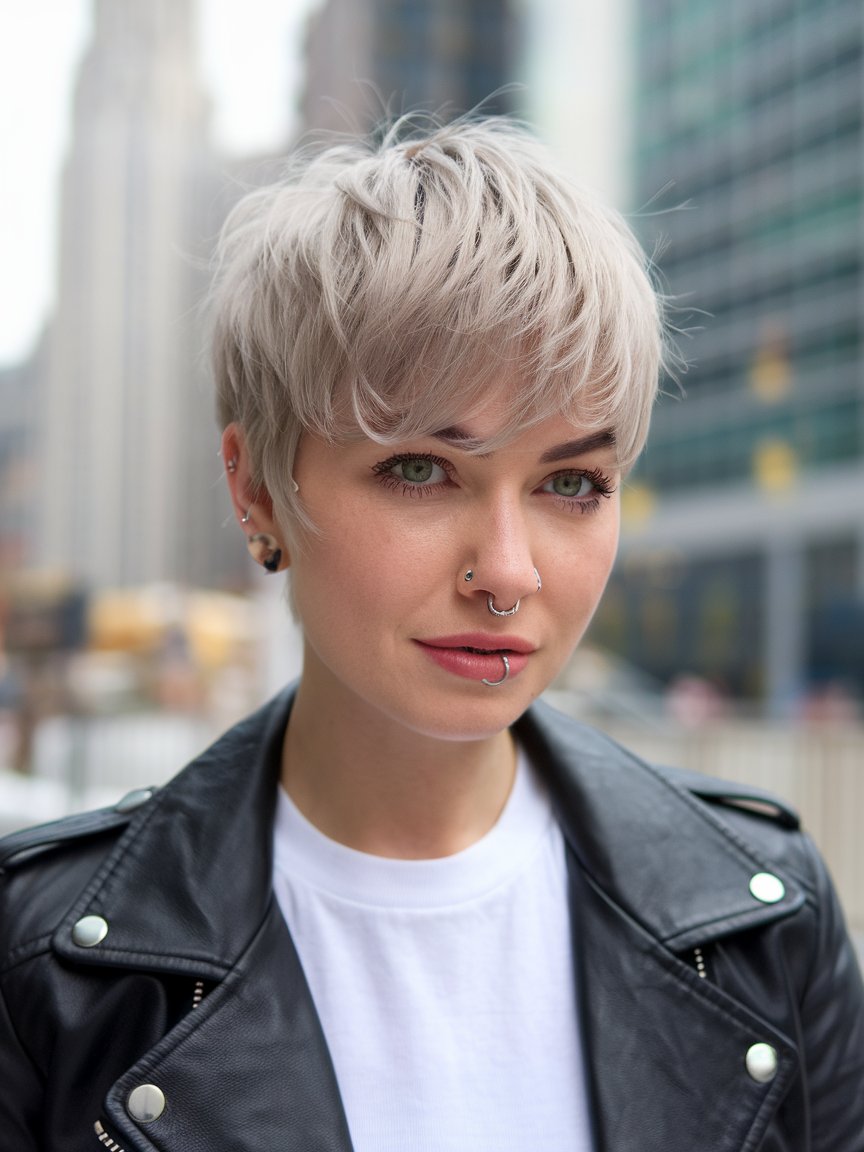 40. Edgy Ash Blonde Pixie