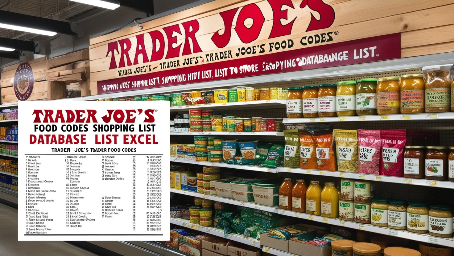 Trader Joe's Food Codes Shopping List Database list Excel
