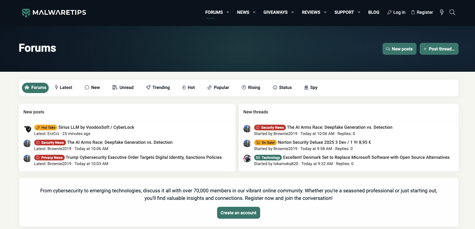 Screenshot of MalwareTips.