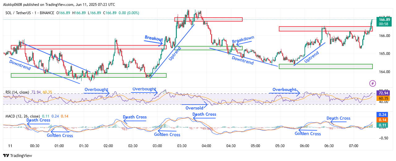 SOL/USDT M-1 Chart, Analyzed by Alokkp0608, published on June 11th, 2025.