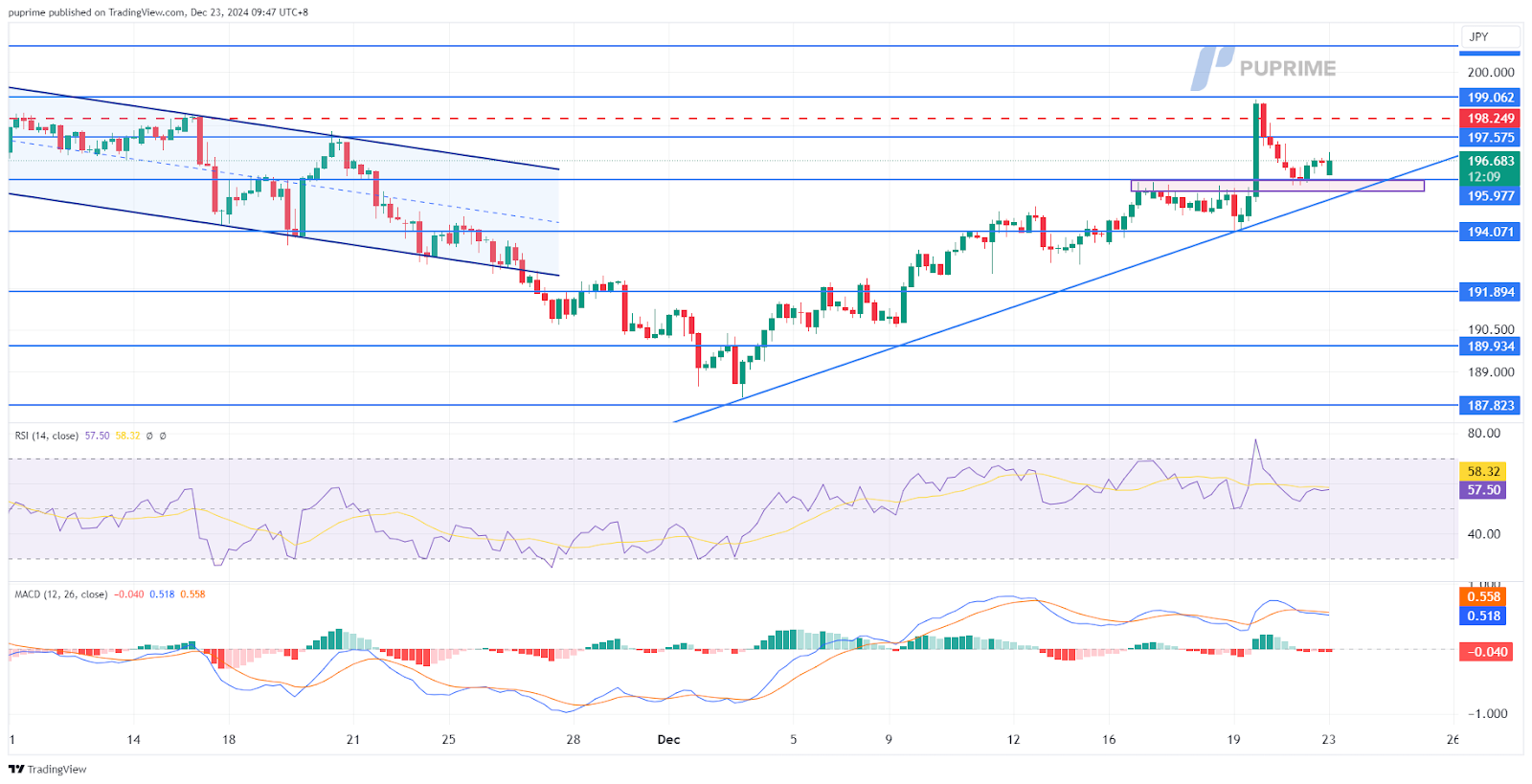 GBP/JPY price chart 23 December 2024