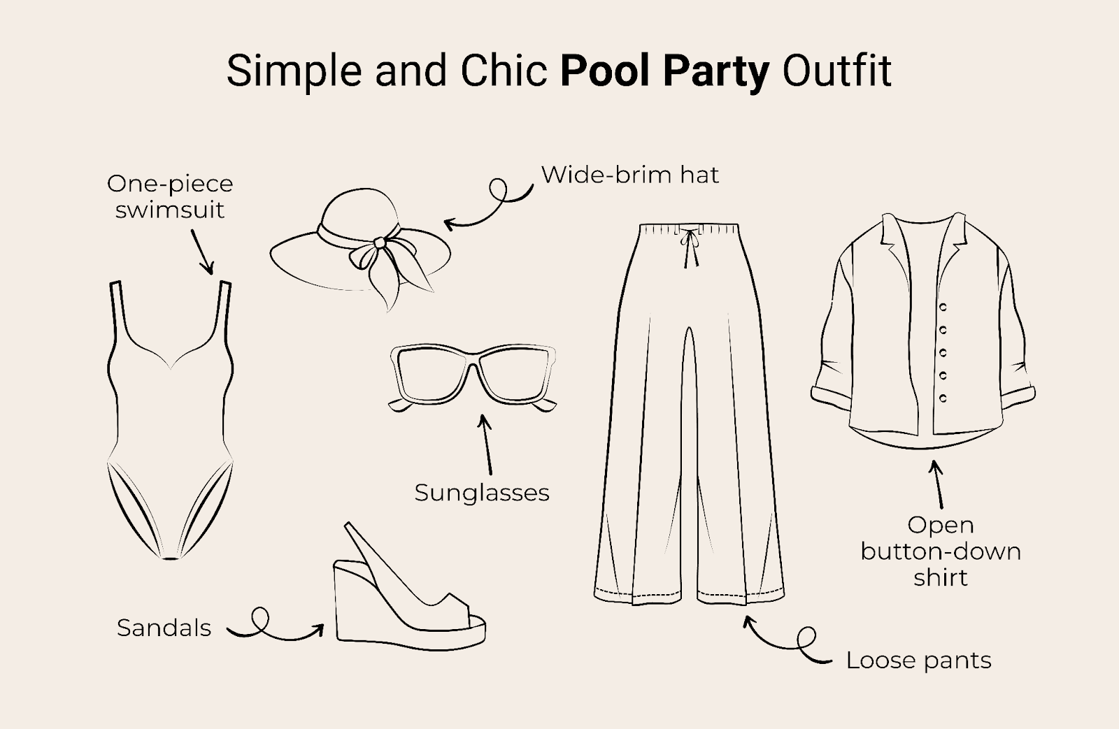 Simple and chic pool party outfit