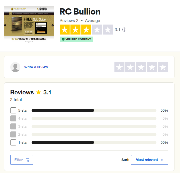 RC Bullion reviews on Trustpilot