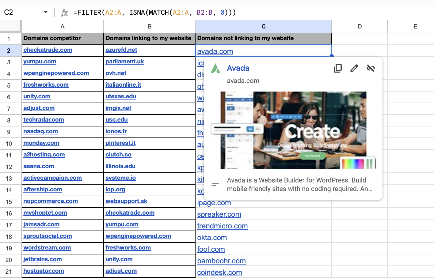 Exporting and cleaning list for link exchanges