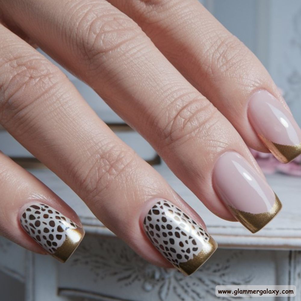 Birthday Nail Designs having Gold French Tip Nails