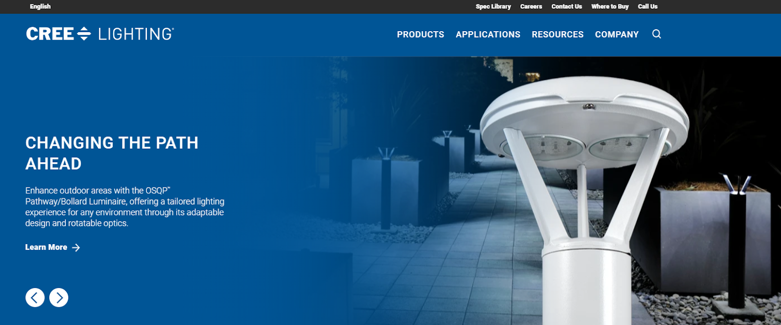 Home page for Cree Lighting