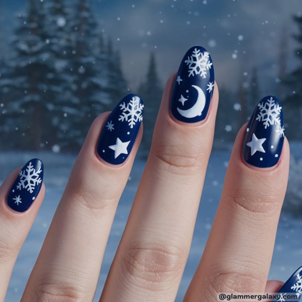 Winter Nail Ideas having Enchanting Starry Night
