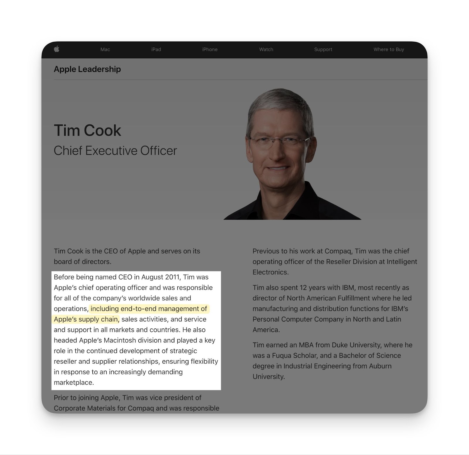 Tim Cook and Apple