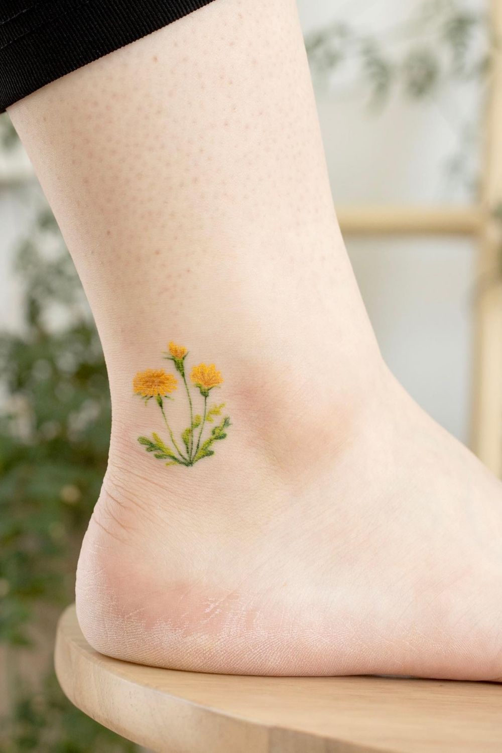  Simple Flower Ankle Tattoo