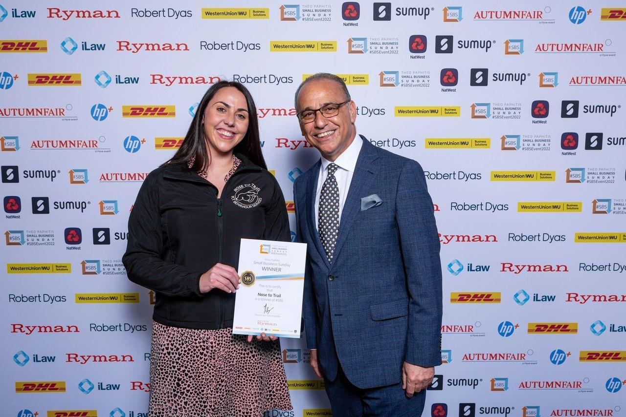 Rachel from Nose to Trail with Dragon's Den star Theo Paphitis