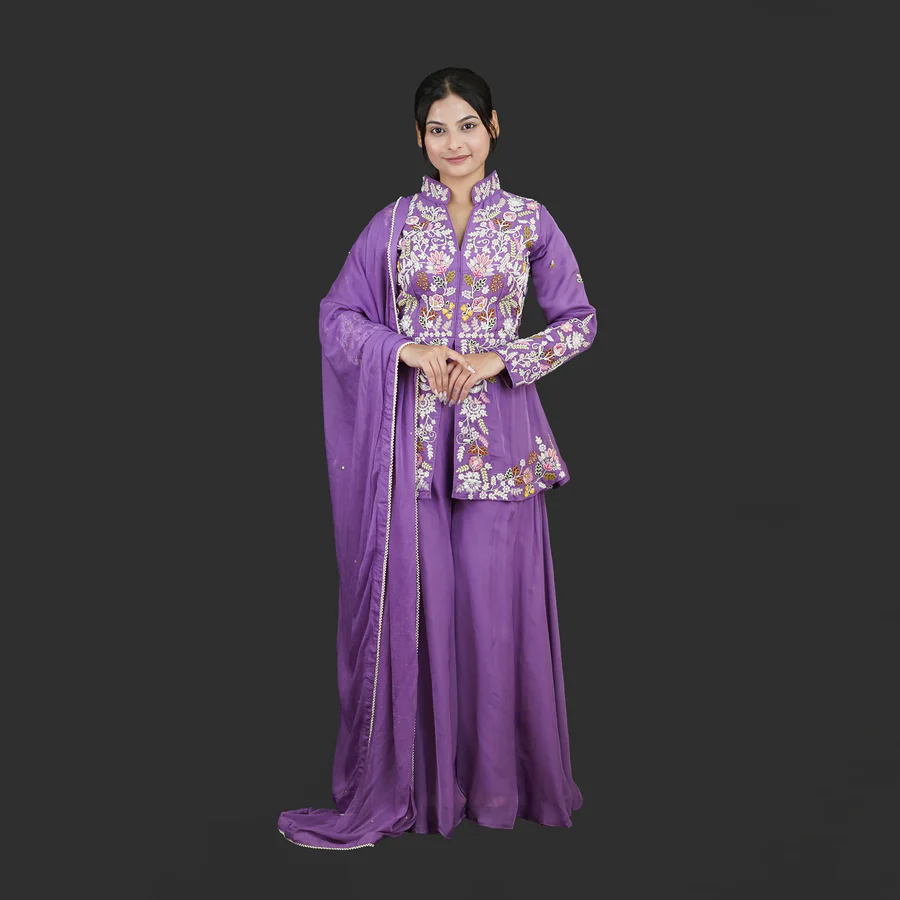 Modern Ethnic Peplum Sharara Set