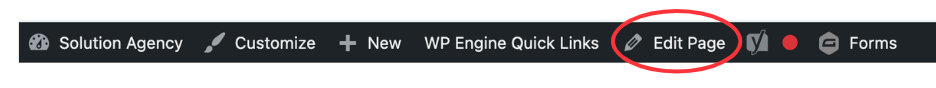 A screenshot of the Edit Page button in the WordPress backend