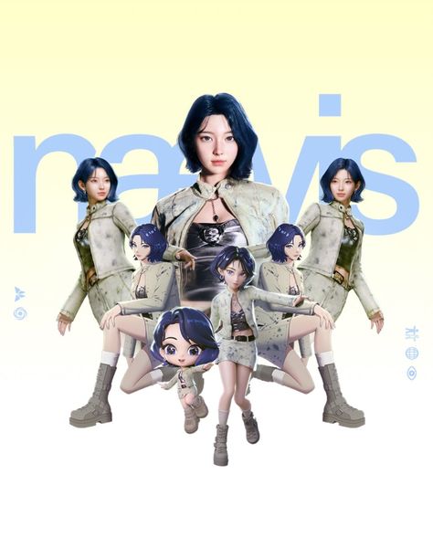 A picture of Naevis in different looks