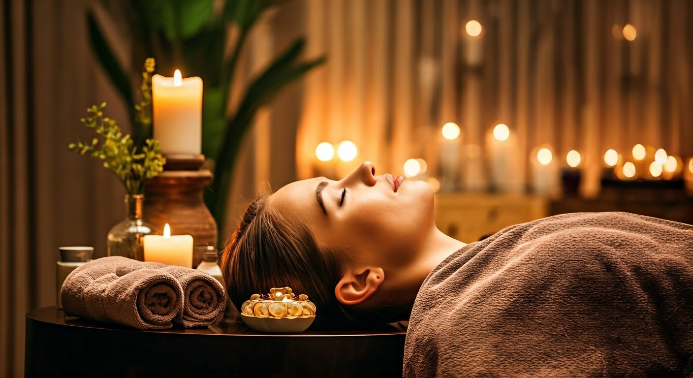 Calming spa with scalp massage