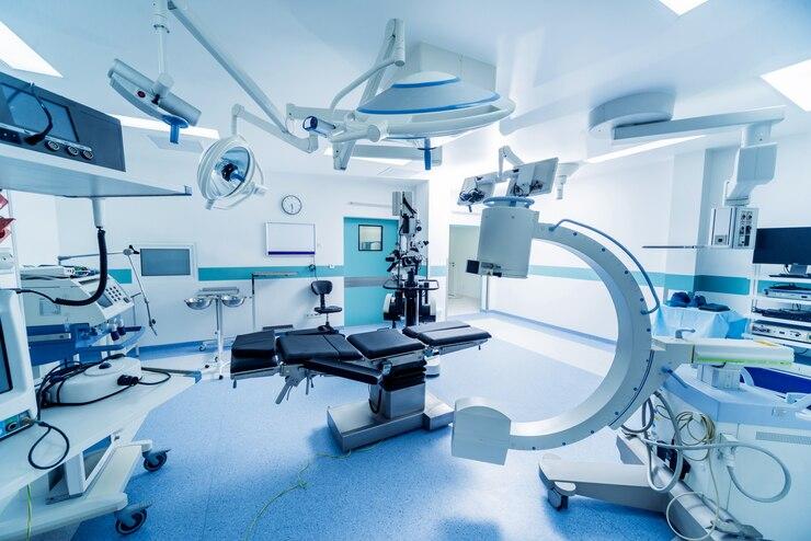 Photo modern equipment in operating room. medical devices for neurosurgery.