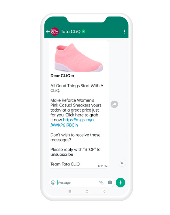 Tata CLiQ, India increased online sales with WhatsApp alerts