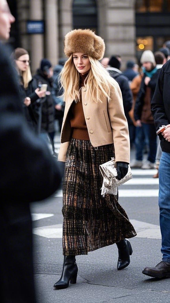 Chic Winter Look: Maxi Skirt Style for Women